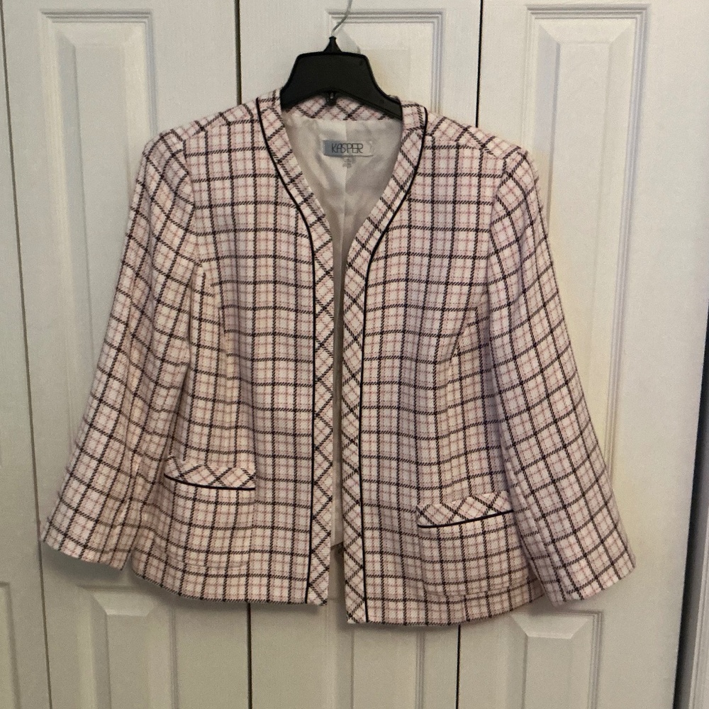Kasper Women’s Plaid 3/4 Sleeve Jacket